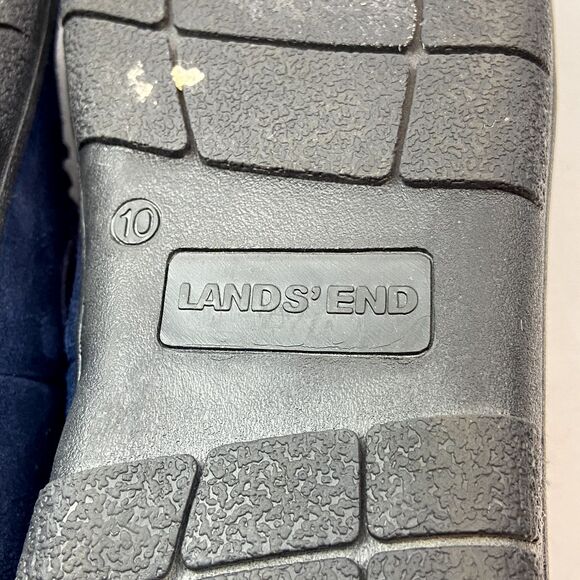 Lands End Slippers Men's 10 Blue Suede Slip On Moccasins Flannel Lined - Picture 8 of 8